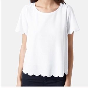 Top shop White Scalloped Tee
